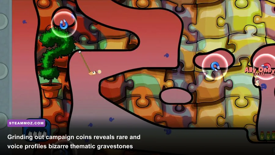 The in-game shop in Worms Reloaded displaying custom voicebanks, themes, and secret weapons