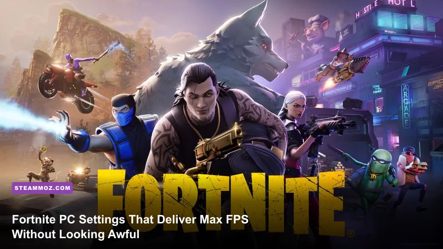 Fortnite PC Battle Royale match running with competitive graphics settings
