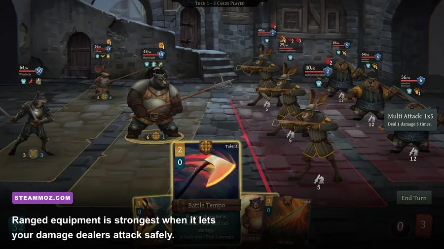 Banners of Ruin party using ranged weapons during a tactical battle
