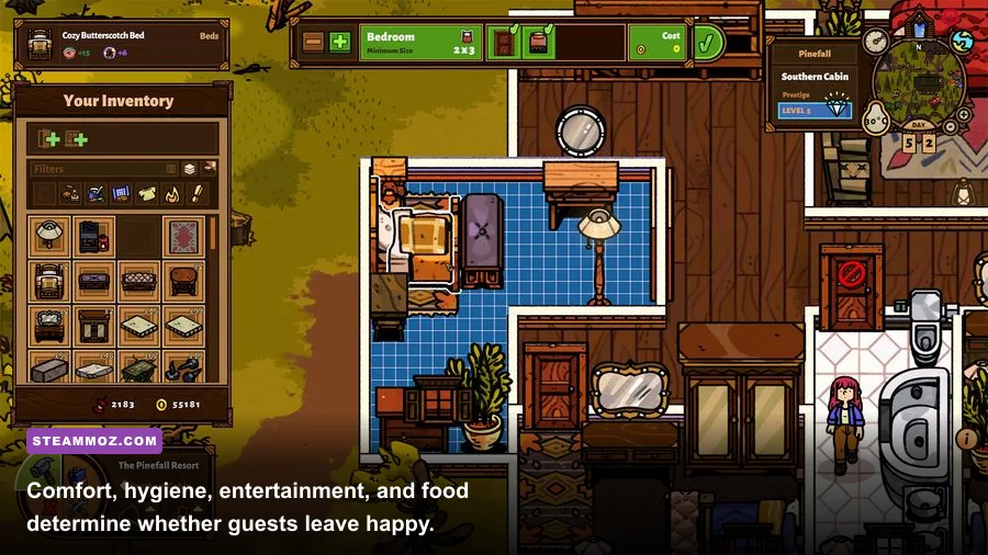 Guest room needs and hotel rating interface in Bear and Breakfast