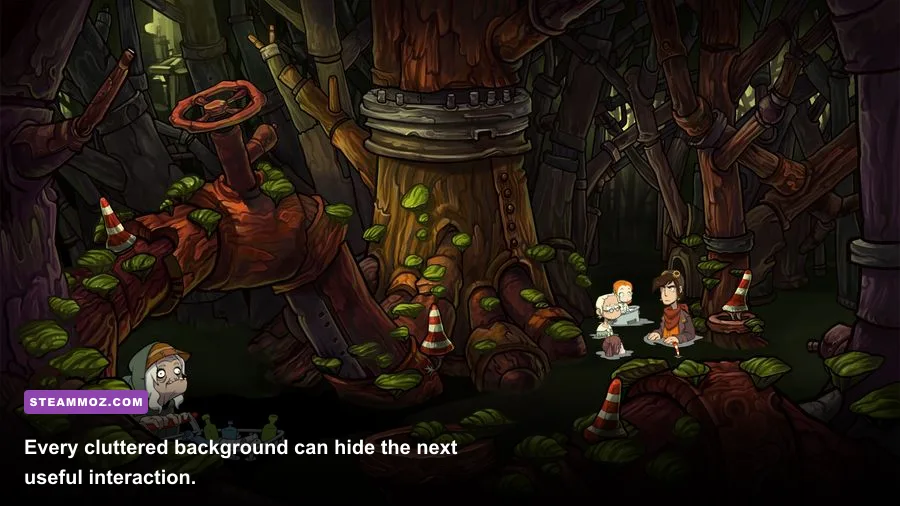A detailed town environment from Deponia Doomsday
