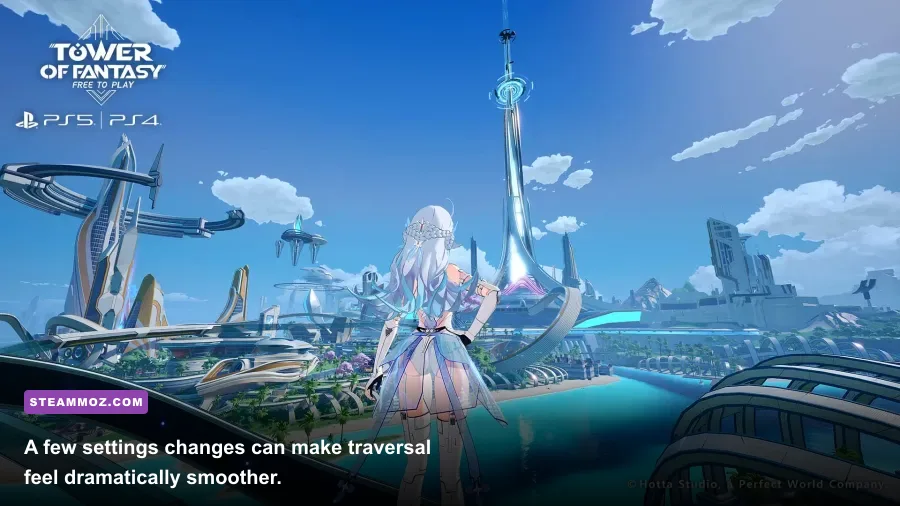 Tower of Fantasy PC graphics settings with frame rate and resolution options