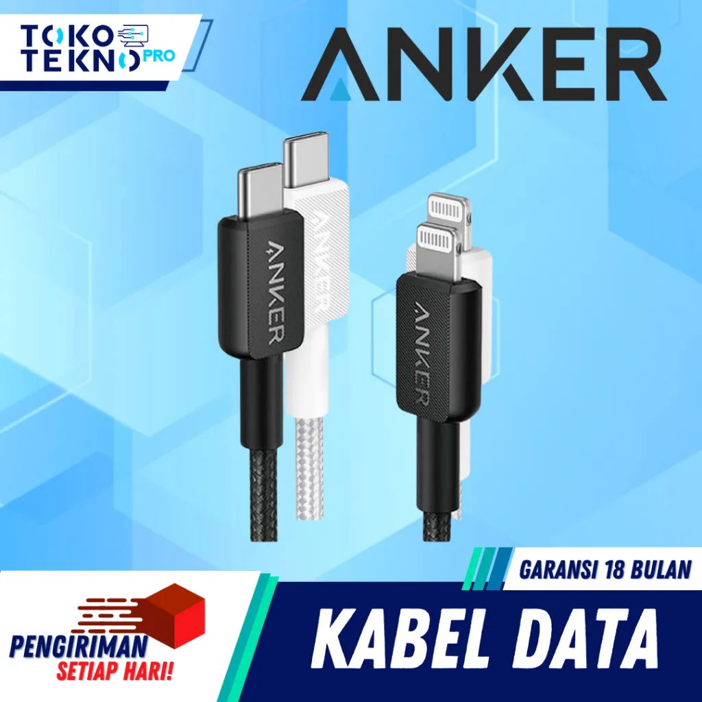 ANKER 322 Cable Data Series Kabel Data USB A to USB C / USB C to USB C / USB C to Lightning Garansi Resmi