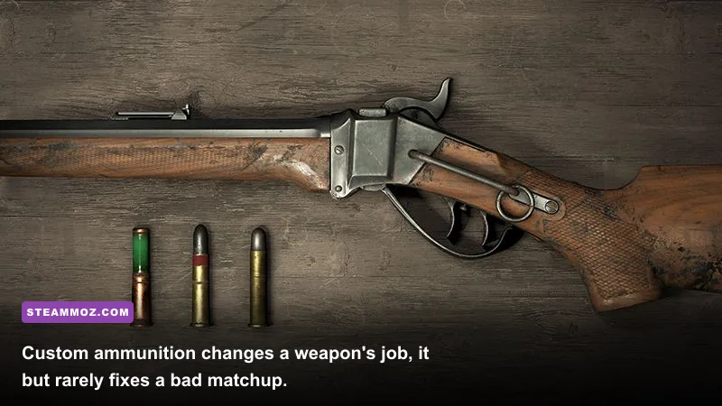 Hunt Showdown 1896 custom ammunition types displayed in the arsenal menu