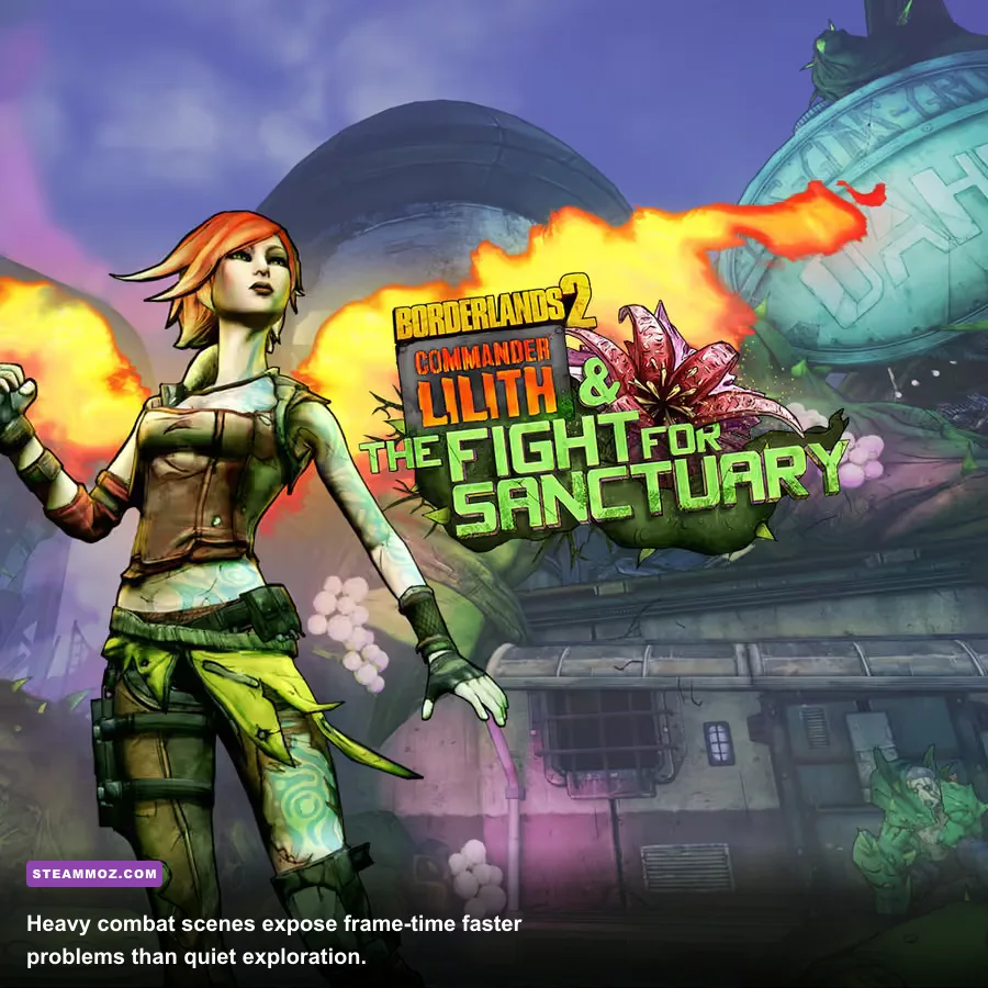 Borderlands 2 Commander Lilith character fighting enemies in Digistruct Peak