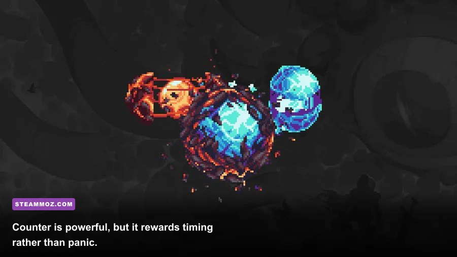 The Godslayer counters a boss attack in Eldest Souls