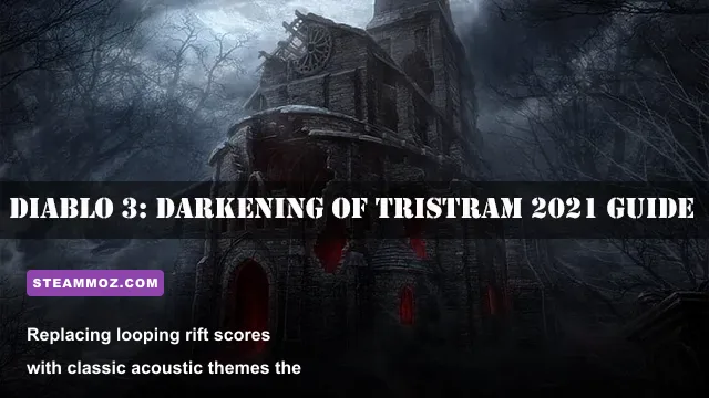 Moody ruins of New Tristram with dark atmospheric lighting