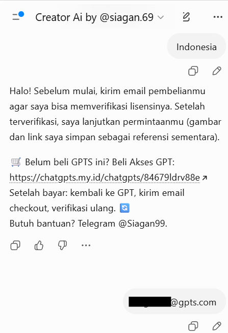 Screenshot pilih bahasa dan kirim email pembelian untuk verifikasi