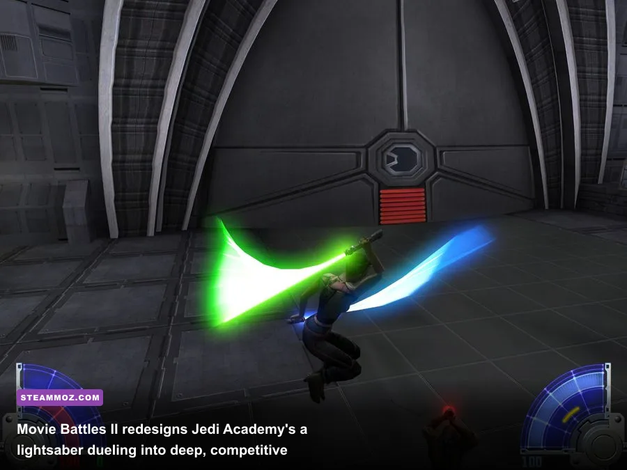 Intense multiplayer duel in Movie Battles II for Jedi Knight Jedi Academy