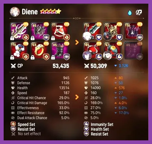 Epic Seven Diene casting anti-crit buff