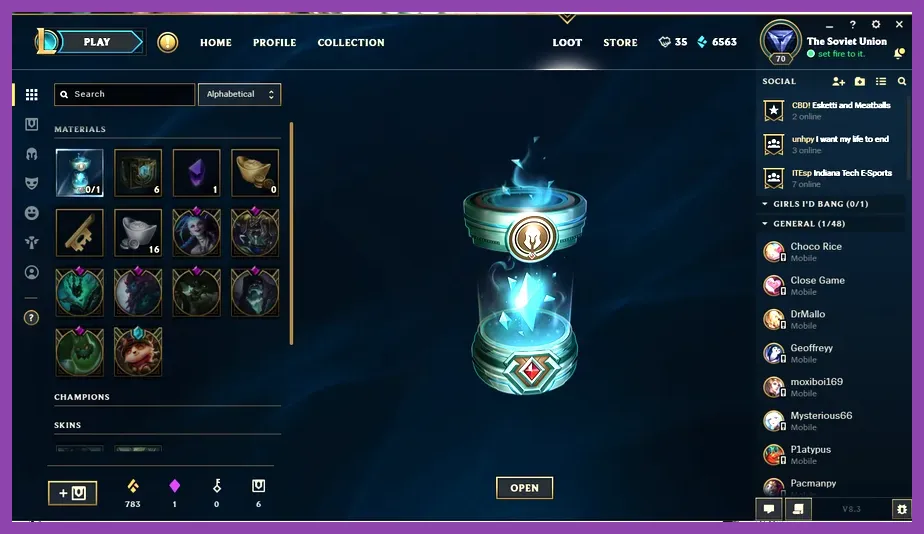 Disenchanting and upgrading champion shards in League of Legends client