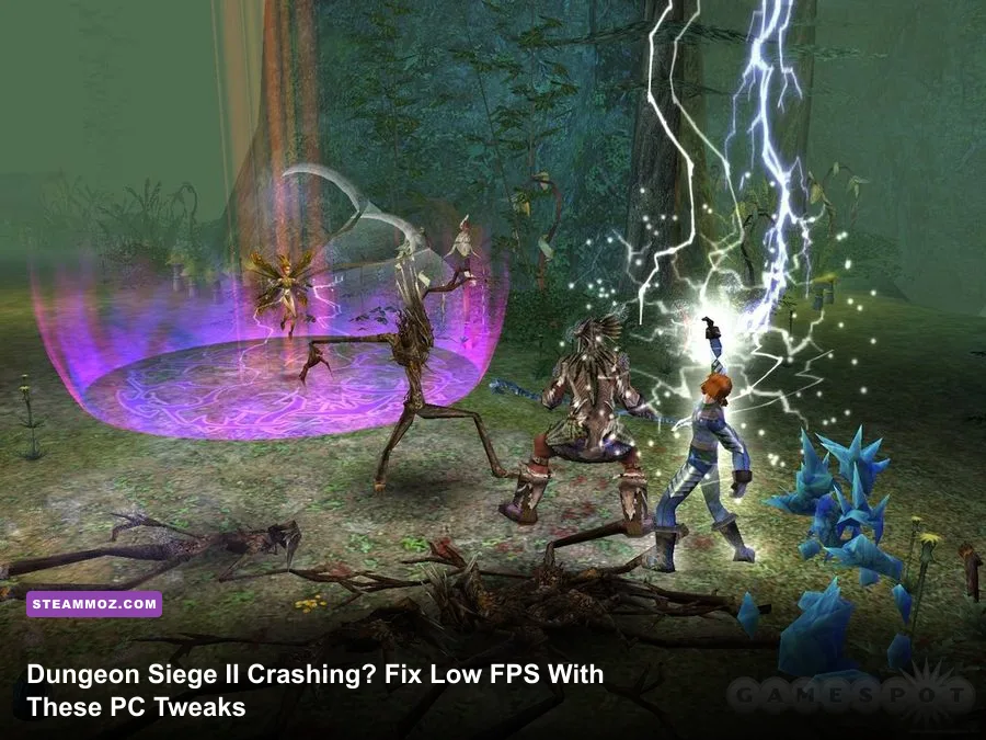 Dungeon Siege II party battling monsters in a dungeon on PC