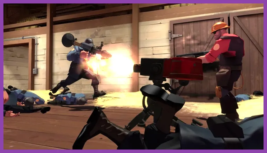 TF2 Spy performing a backstab on an enemy