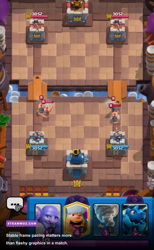 Clash Royale running on Google Play Games for PC with smooth 60 FPS performance