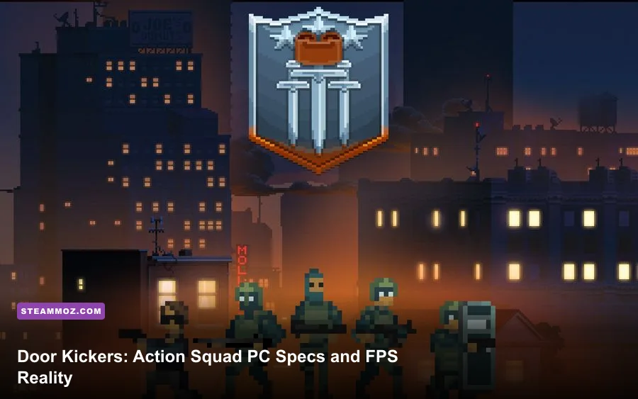 Door Kickers Action Squad SWAT team breaching a building in pixel art