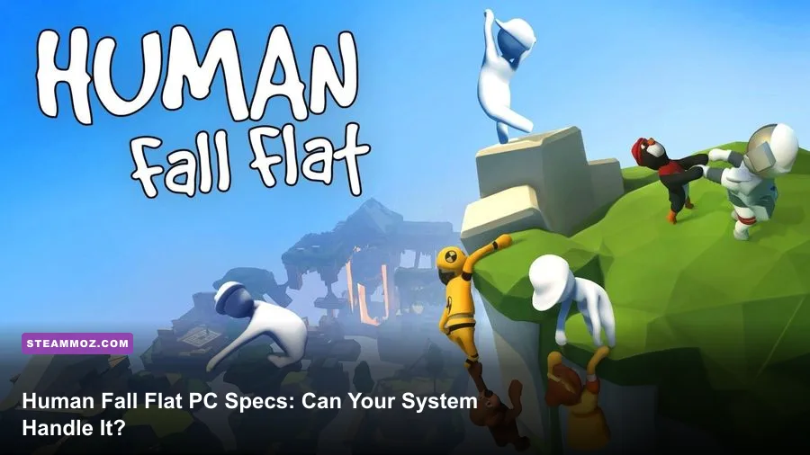 Human Fall Flat characters exploring a floating island in PC gameplay