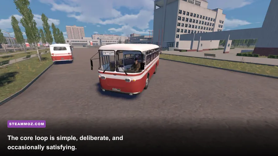 Bus World bus stopping to collect passengers