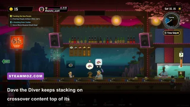 Dave the Diver underwater exploration and sushi restaurant gameplay