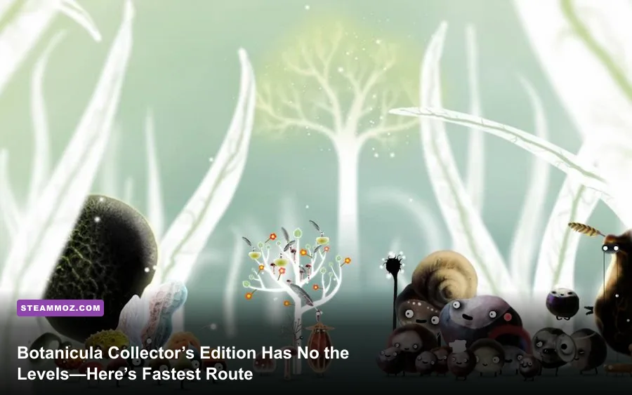 Botanicula Collector's Edition gameplay showing the tree world and colorful forest characters