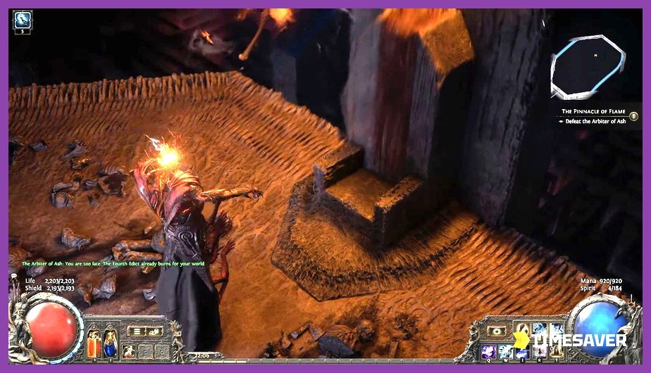 Player taking down a massive boss in Path of Exile 2 solo gameplay