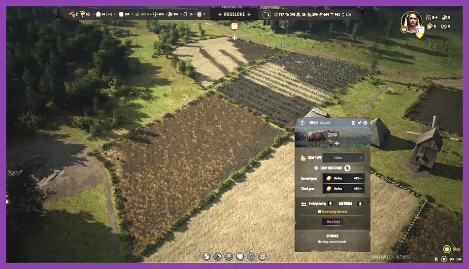 Manor Lords farming fields and crop rotation