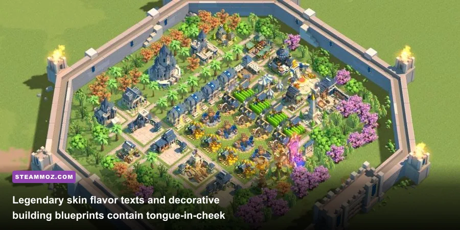 Inspect screen showing flavor text and historical trivia on a legendary city hall theme