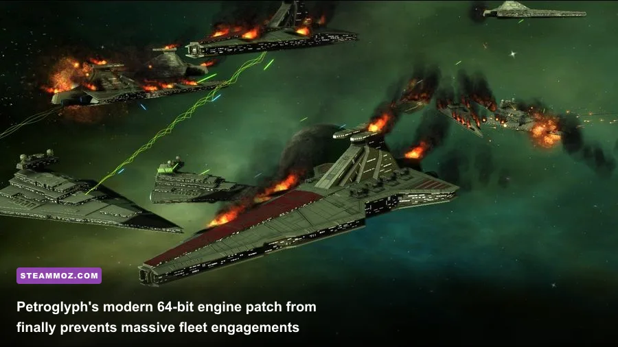 Imperial Star Destroyers clashing with Mon Calamari cruisers in Empire at War