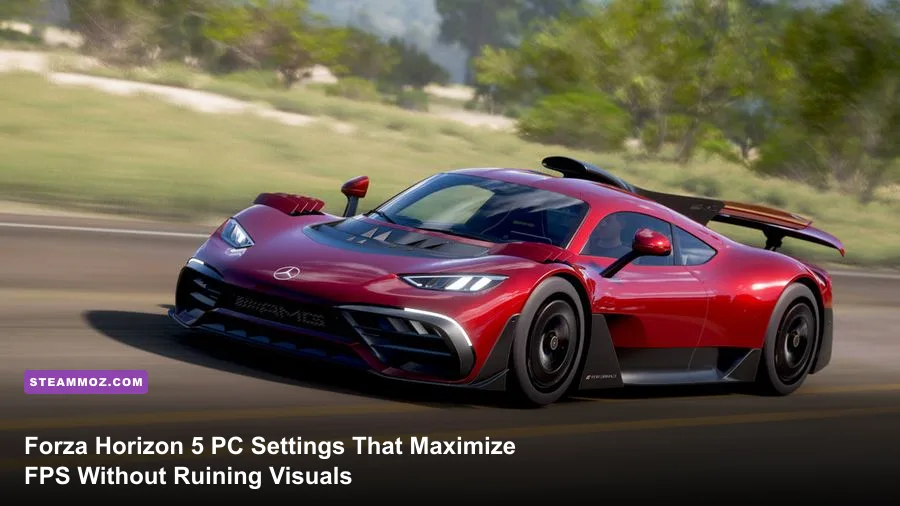 Mercedes-AMG ONE driving across Mexican desert highway in Forza Horizon 5