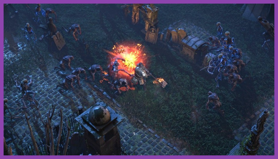 Path of Exile 2 player battling boss with flask UI active