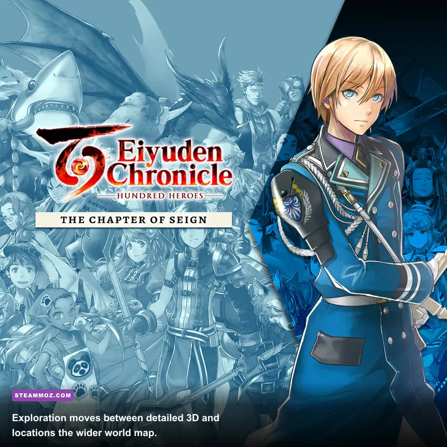 Eiyuden Chronicle Hundred Heroes world map showing the party traveling between regions