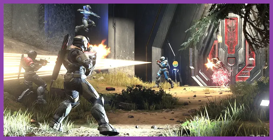 Halo Infinite Spartan soldier in multiplayer combat