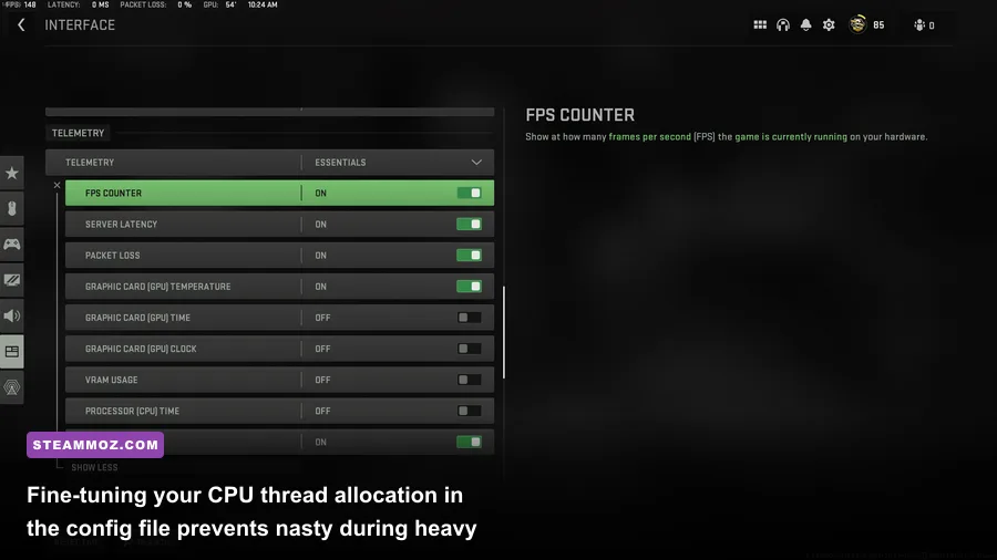 Editing the Warzone options CST config file for CPU core allocation