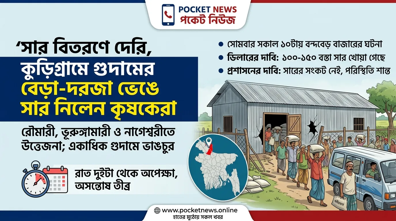 সার বিতরণে দেরি, কুড়িগ্রামে গুদামের বেড়া-দরজা ভেঙে সার নিলেন কৃষকেরা সার বিতরণে দেরি, কুড়িগ্রামে গুদামের বেড়া-দরজা ভেঙে সার নিলেন কৃষকেরা