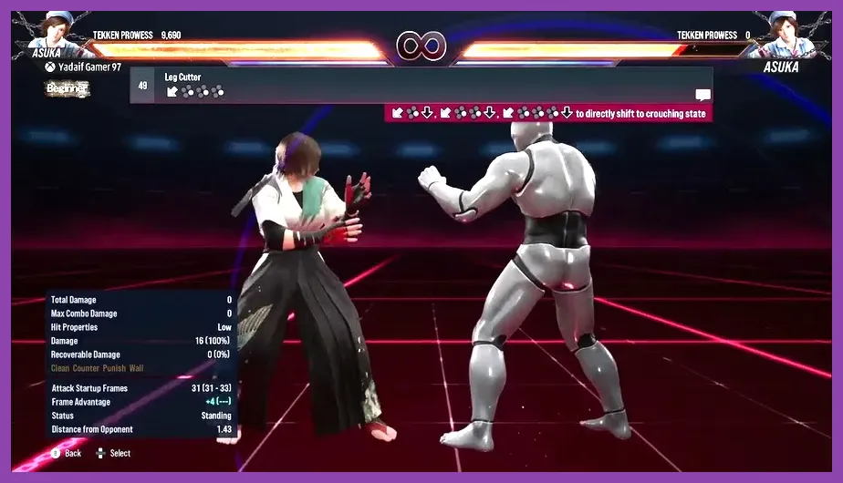 Asuka Kazama performing a defensive maneuver