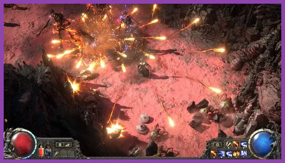 Modern gaming PC setup with Path of Exile 2 gameplay visible