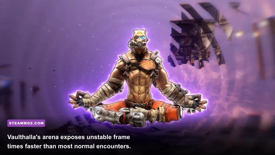 Borderlands 3 Psycho Krieg Vaulthalla boss arena during a high effects boss fight