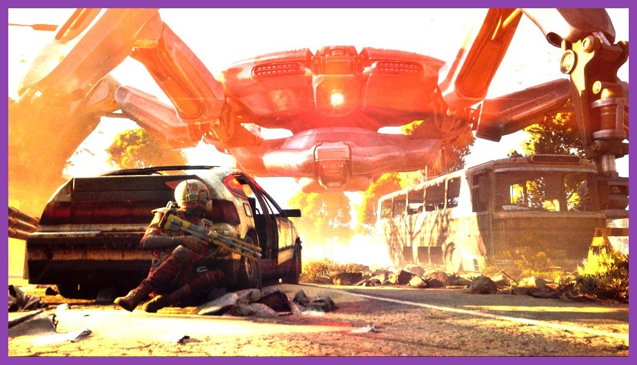 A group of ARC Raiders riding advanced high-speed traversal mounts across a ruined futuristic landscape.