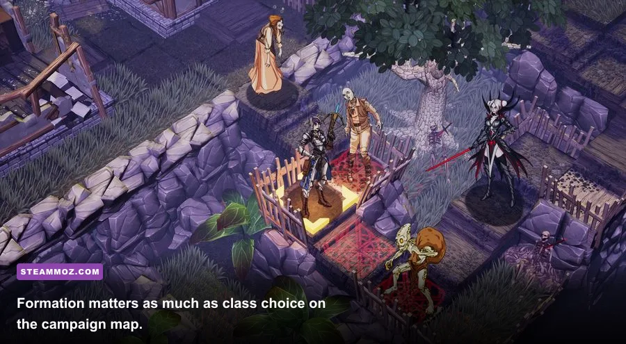Absolute Tactics Daughters of Mercy party positioned on a tactical map