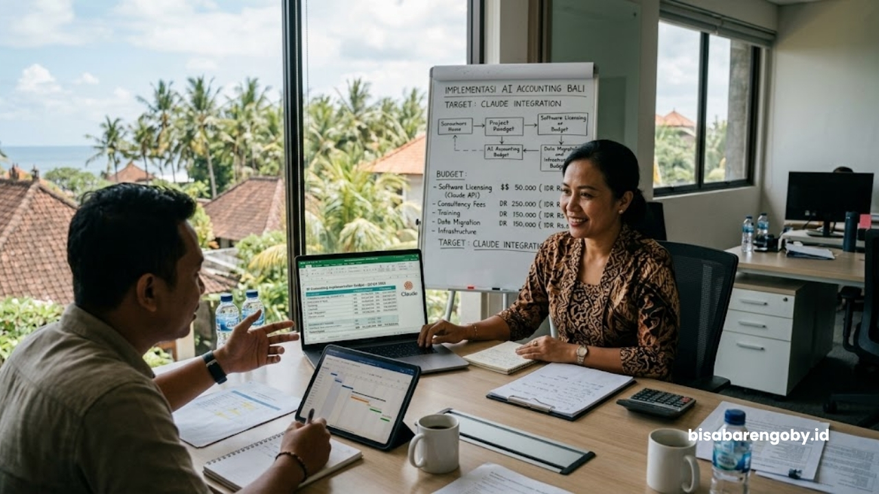 Manajer pengadaan merencanakan anggaran implementasi AI Accounting untuk perusahaan di Bali berbasis Claude