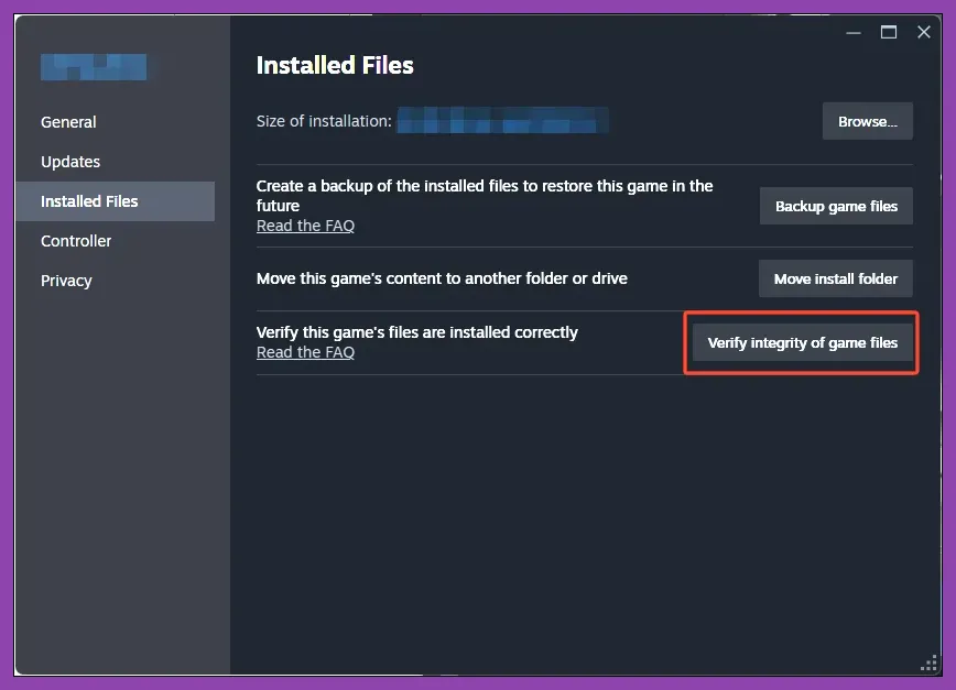 Steam properties window for verifying Sludge Life 2 game files
