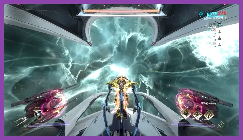 Warframe Railjack fighting enemy ships in Proxima space