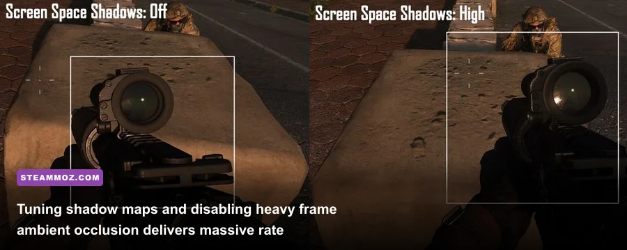 Side-by-side comparison of shadow detail and ambient occlusion in Modern Warfare