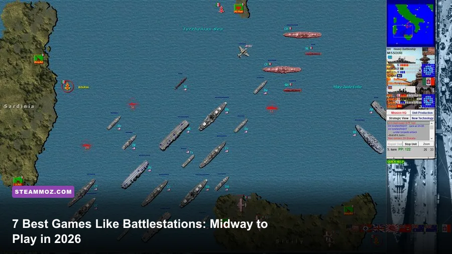 World War II naval battle with aircraft carriers and warships
