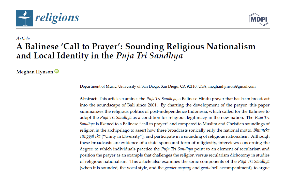 A Balinese Call to Prayer Cover