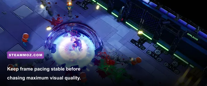Gone Viral action gameplay in a large combat arena with multiple enemies