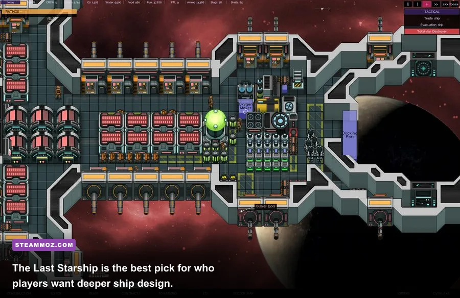 The Last Starship custom spacecraft interior with crew stations and weapons