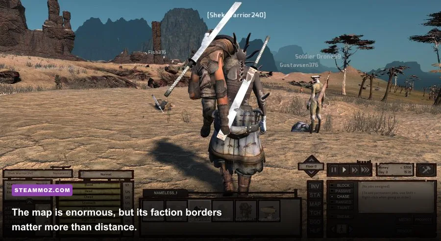 Kenshi world map showing faction territories and major locations
