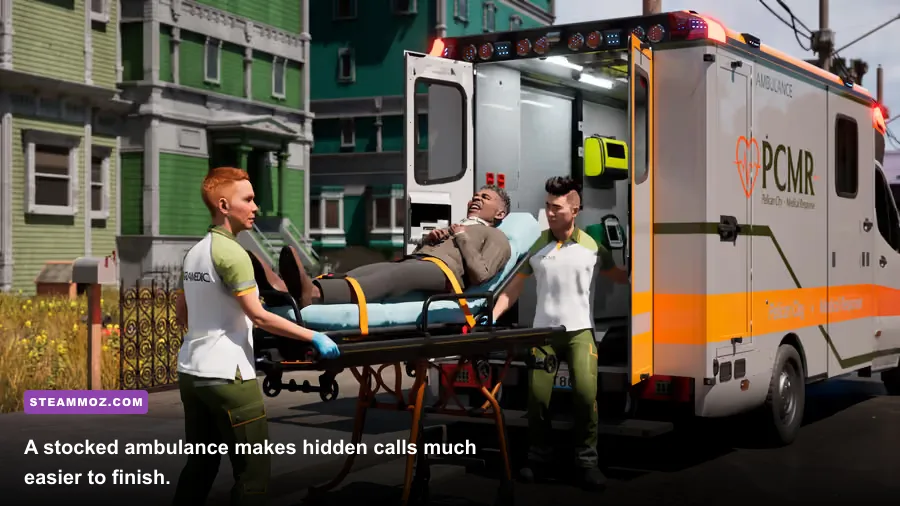 Medical equipment inside the ambulance in Ambulance Life A Paramedic Simulator
