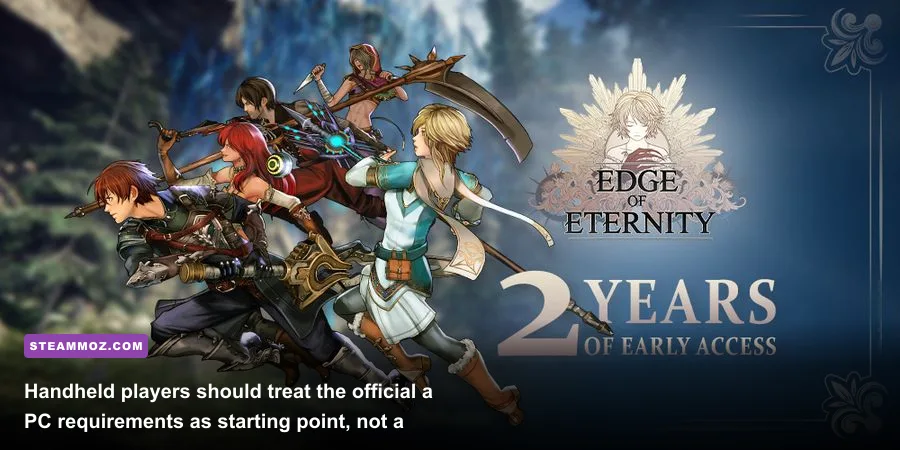 Edge of Eternity running on a Steam Deck handheld gaming PC
