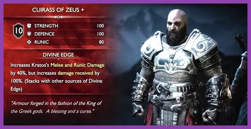 Kratos equipped with Zeus Armor in God of War Ragnarok New Game Plus